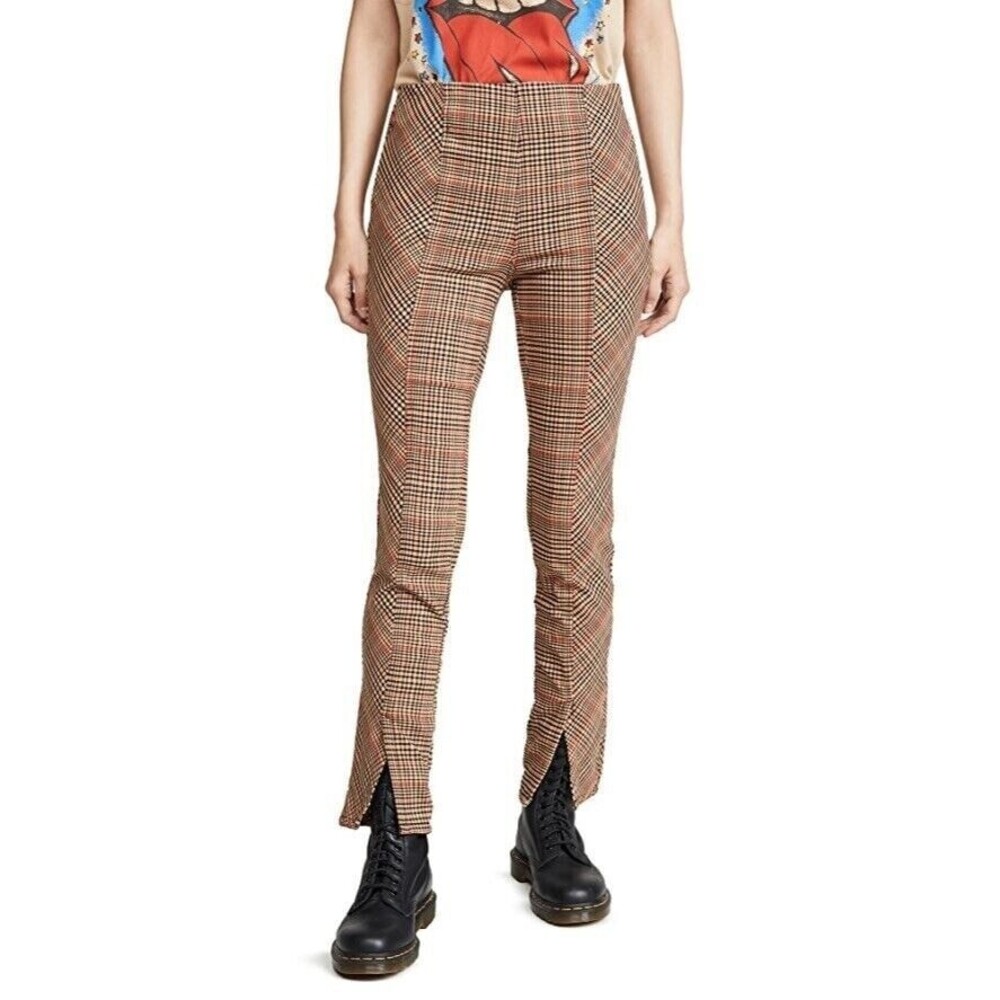 Free People Flyin High Skinny Pants Size 2 Black Combo Plaid Ankle Cuts NWT B89